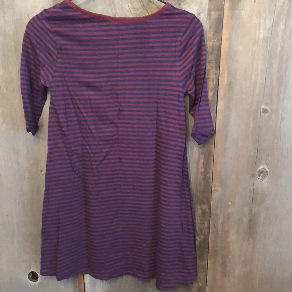 Old Navy Burgundy Stripe Fit & Flare Dress L 10 12